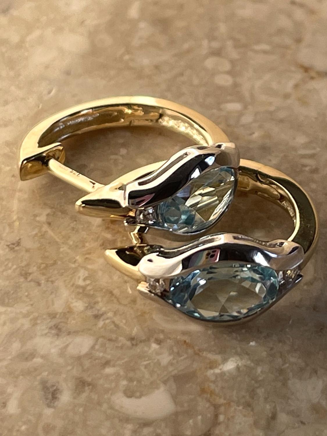 Athene - Damen Ohrringe Gold 375 Blautopas Zirkonia Edelsteinohrringe