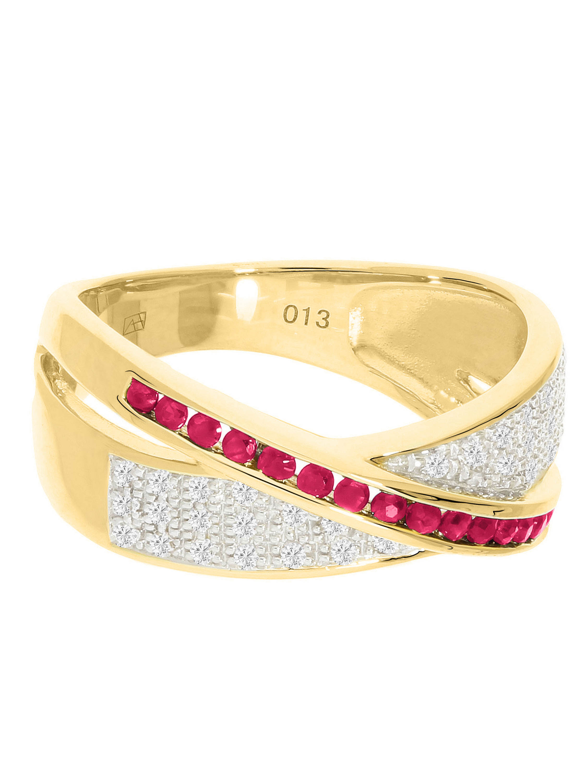 Melvena - Rubin & Diamant Ring mit Edelstein 585 Gold - 0,13ct. - Größe 54