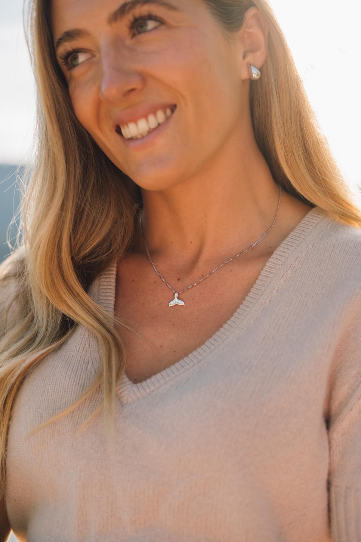 Whale Set - Damen & Mädchen Walflosse Kette mit Anhänger Silber 925 Sterlingsilber