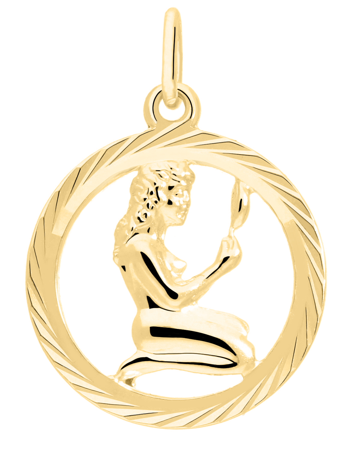 Unisexanhänger aus echtem Gelbgold Sternezeichen Jungfrau - Gavno | Produktansicht