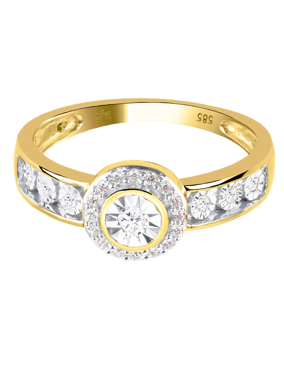 Ring aus echtem Gelbgold mit Diamant - Jana |  Detailansicht