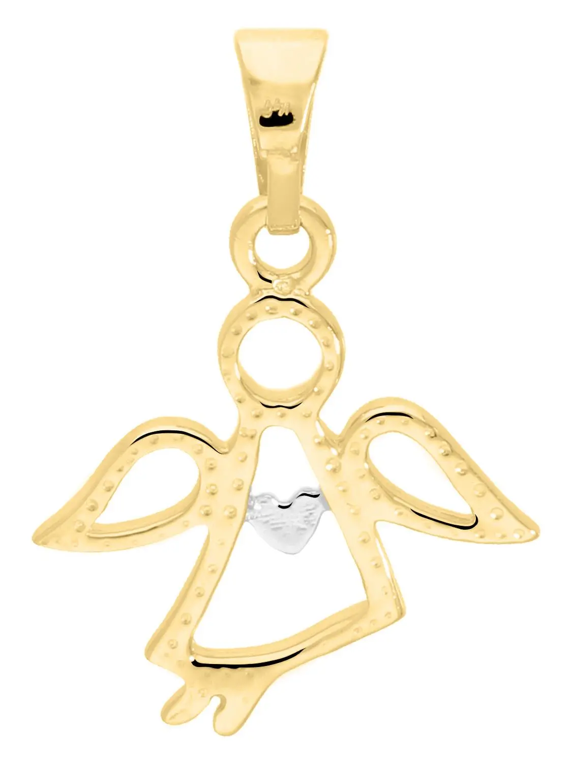 Damenanhänger für Mädchen aus echtem Gelbgold & Weißgold - Marbella | Rückansicht