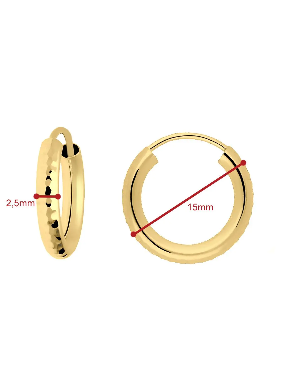 Leyla - Damen & Mädchen Creolen Gold mit Muster - Ø 15mm