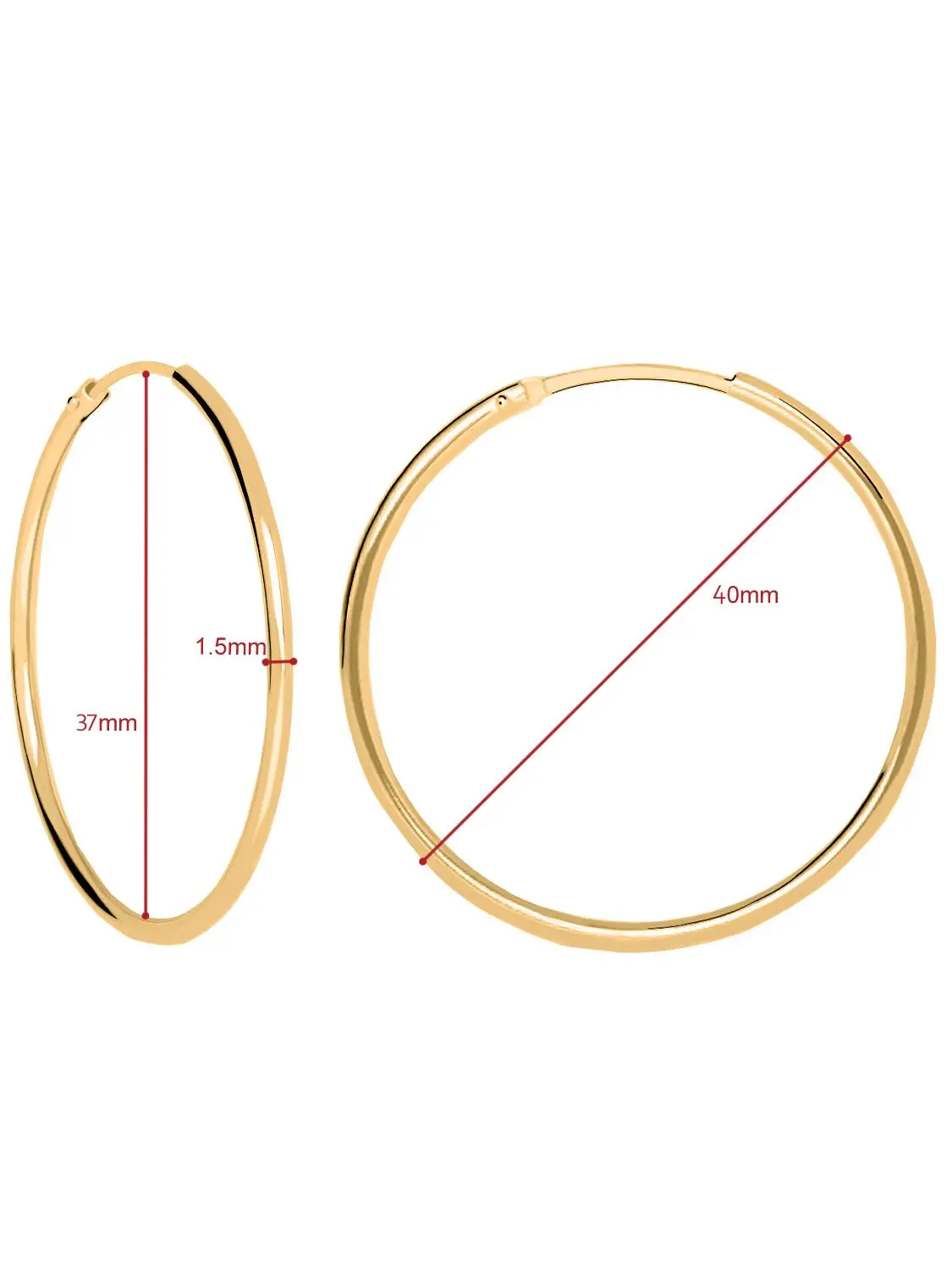 Cherry Kiss | Creolen aus echtem Gelbgold | Ansicht 9