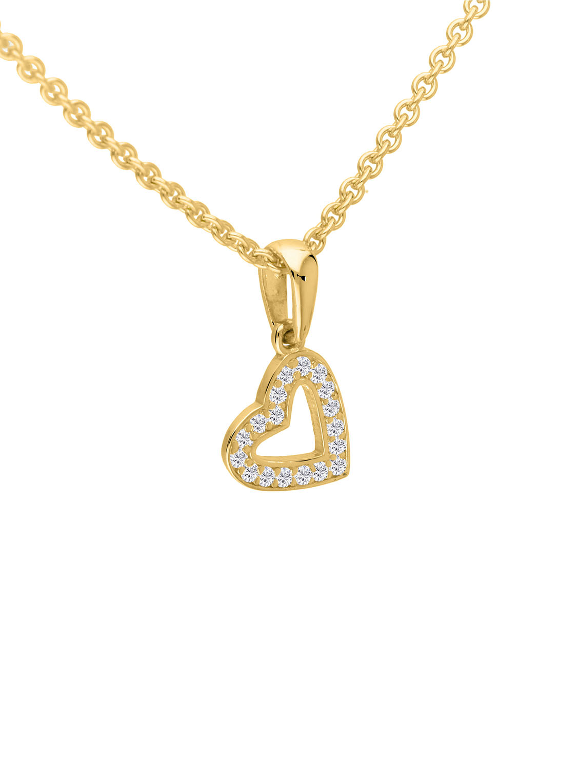 Zirkonia Herz Kette mit - Anhänger Doreen Gold Set