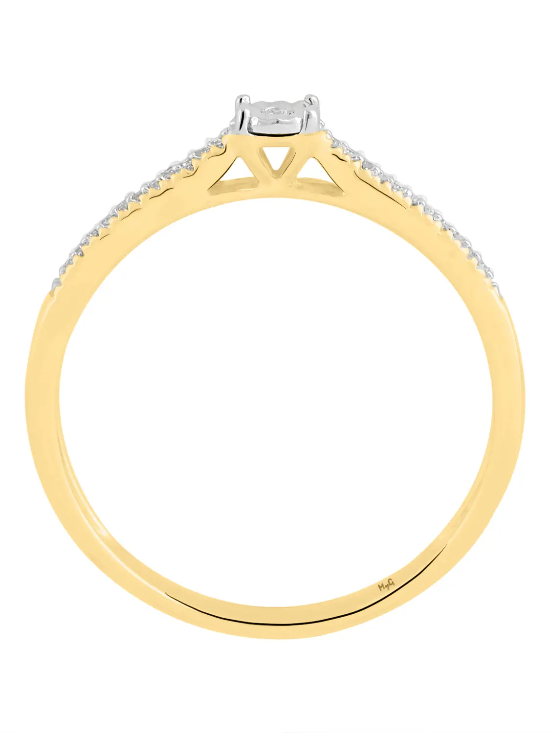 Verlobungsring aus echtem Gelbgold & Weißgold mit Diamant - Merry Joy | Vorderansicht