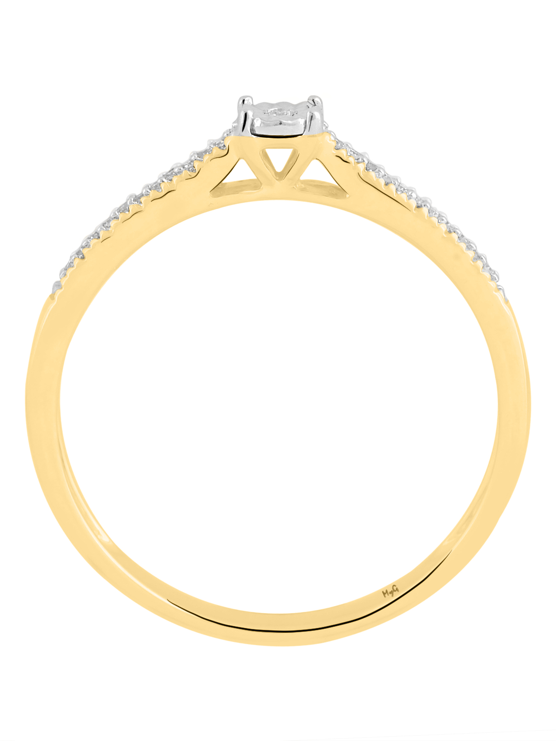 Verlobungsring aus echtem Gelbgold & Weißgold mit Diamant - Merry Joy | Vorderansicht