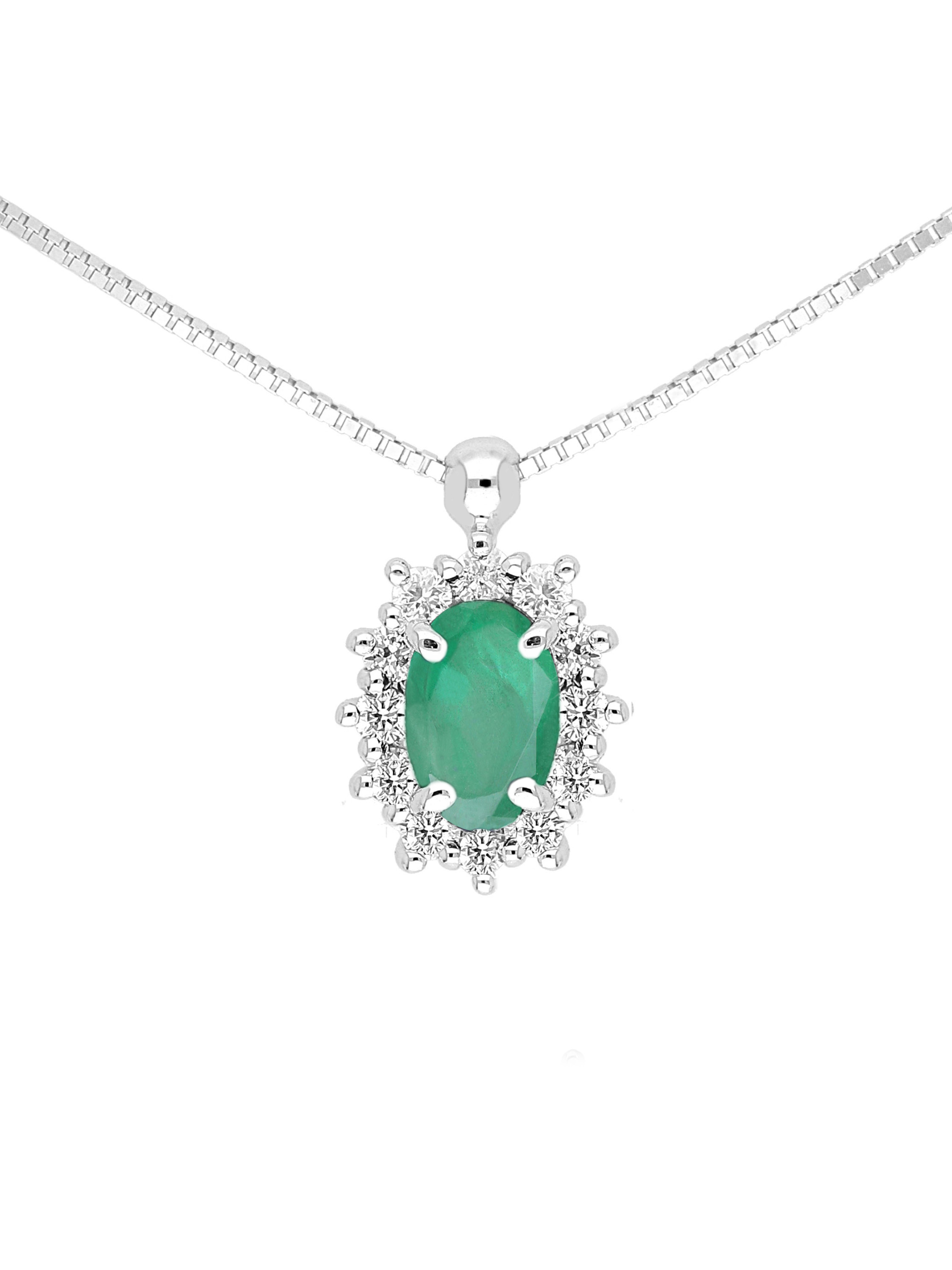 Kette mit Brillantanhänger und Edelstein 