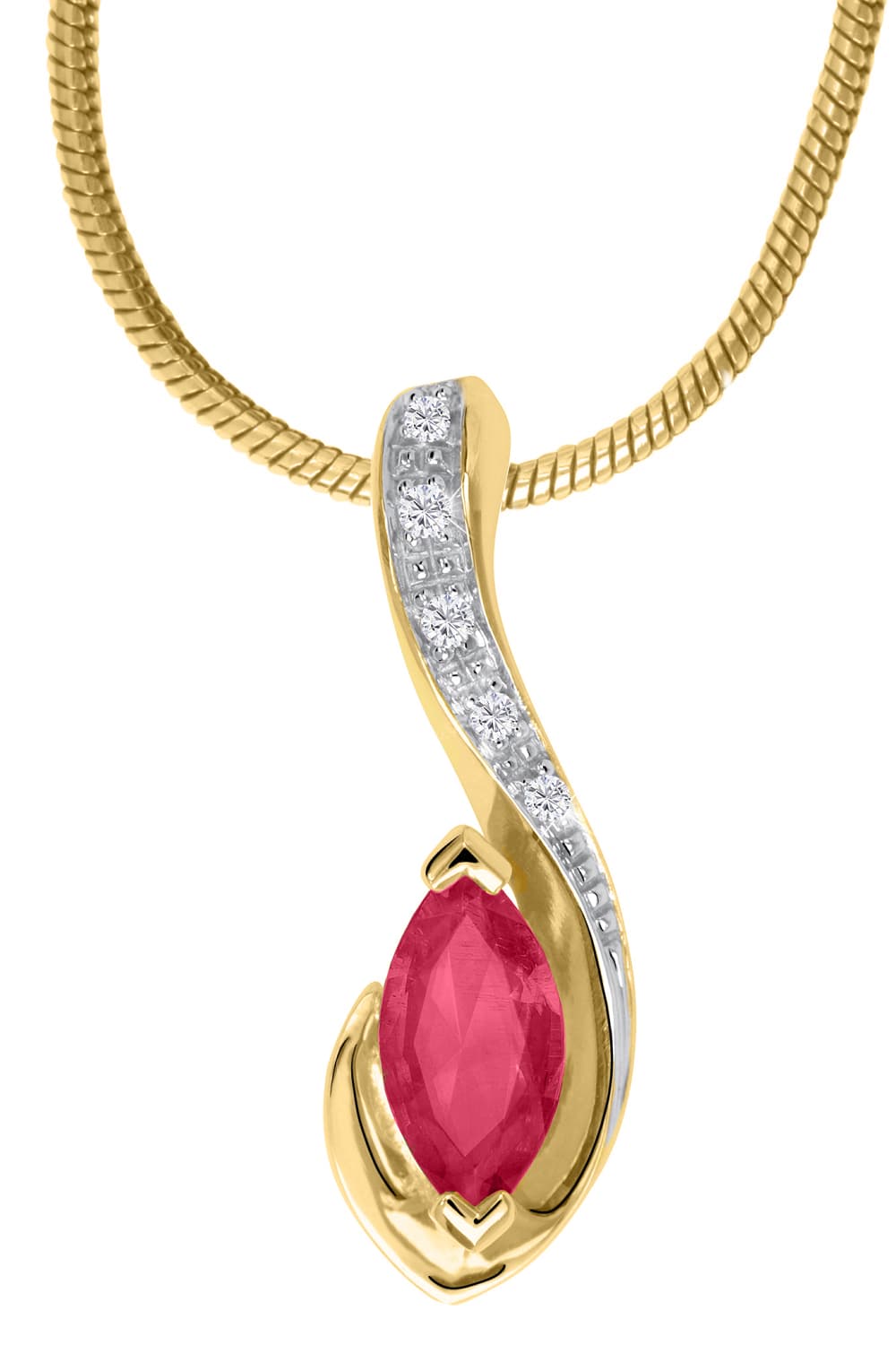 Eunundi | Anhänger aus echtem Gelbgold mit Rubin & Diamant | Ansicht 7