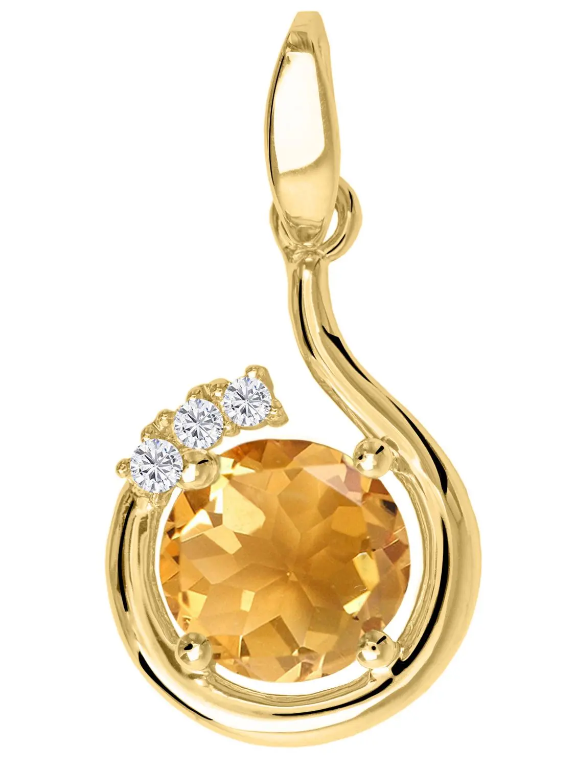 Sals | Anhänger aus Gold mit echtem Citrin Edelstein & Zirkonia | Ansicht 1