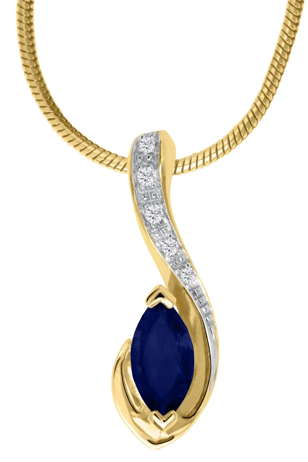 Eunundi | Anhänger aus echtem Gelbgold mit Saphir & Diamant | Ansicht 7