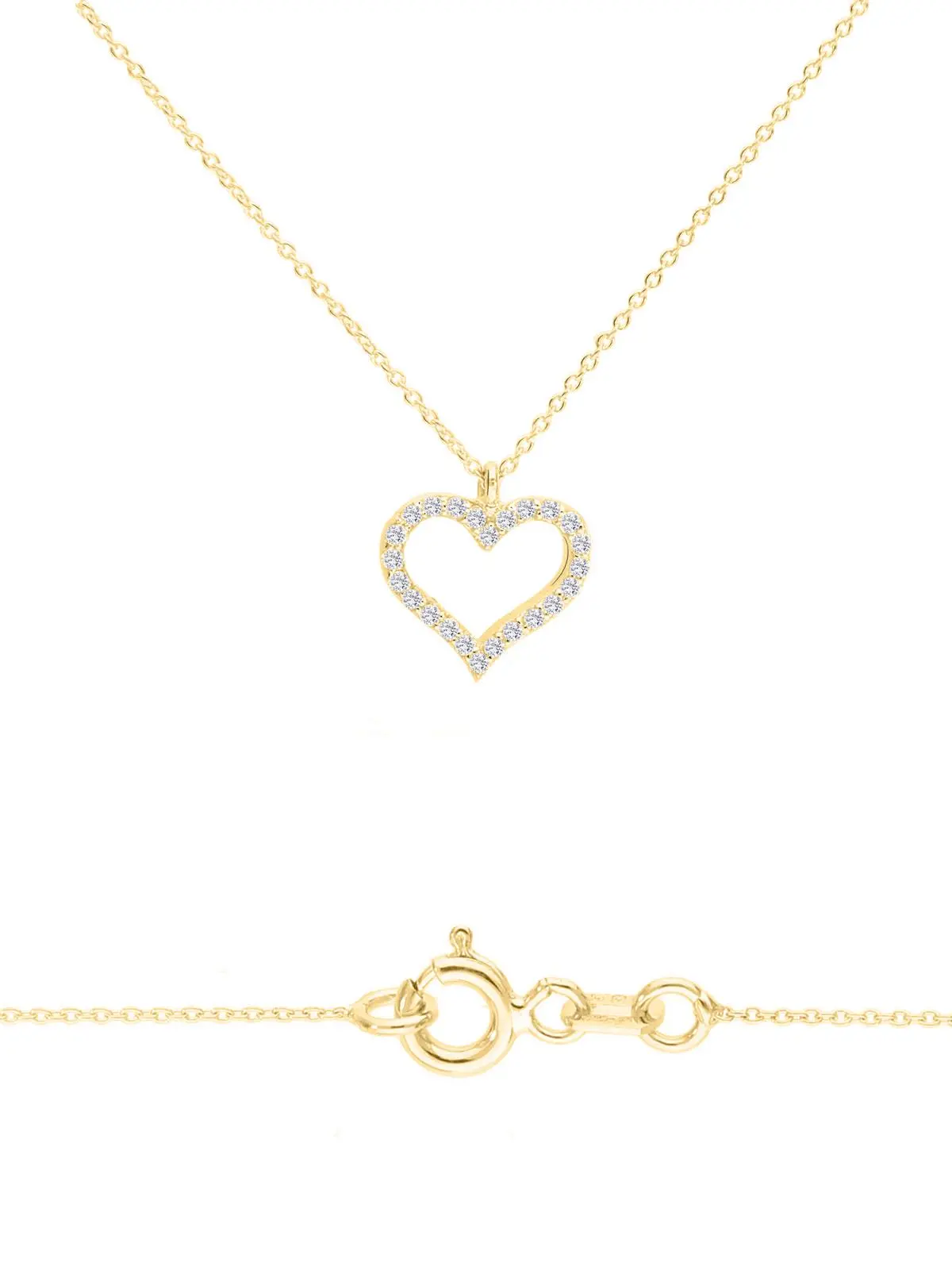 Halskette mit Anhänger aus echtem Gelbgold mit Zirkonia - Rahel | Detailansicht