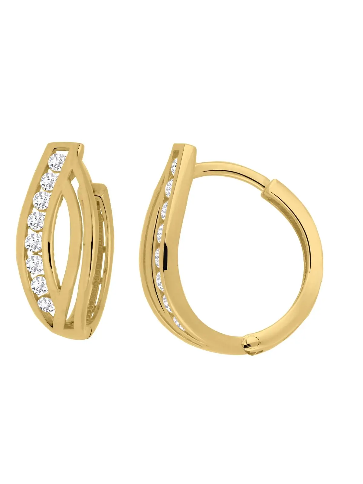 Damenohrringe aus echtem Gelbgold mit Zirkonia - Artisana | Seitenansicht Damenohrringe aus echtem Gelbgold mit Zirkonia - Artisana | Seitenansicht