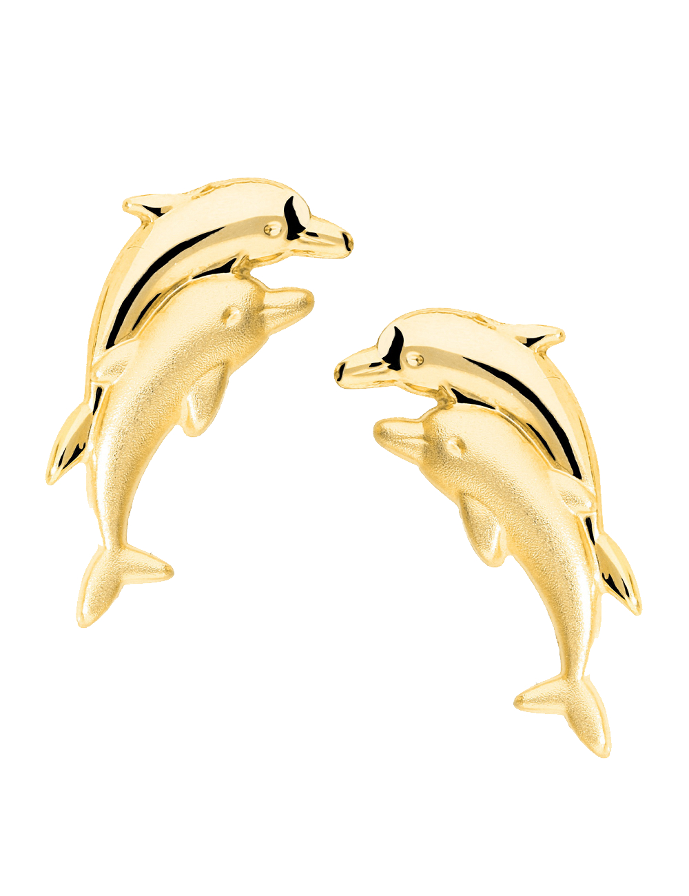 Dolphin Twins - Delfin Ohrstecker 585 Gold - Matt-Glanz