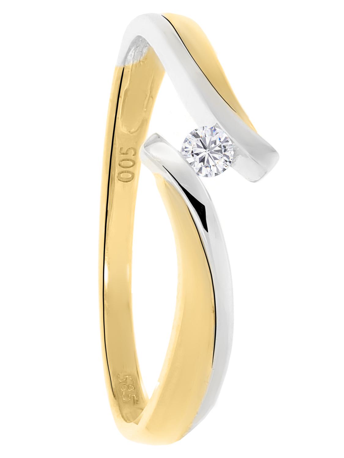 Verlobungsring aus echtem Gelbgold & Weißgold mit Diamant - Diamond Life | Detailansicht