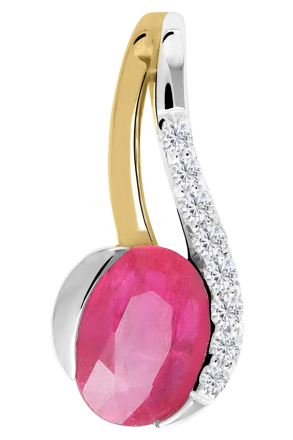 Maia | Anhänger aus echtem Gelbgold mit Rubin & Zirkonia | Ansicht 1