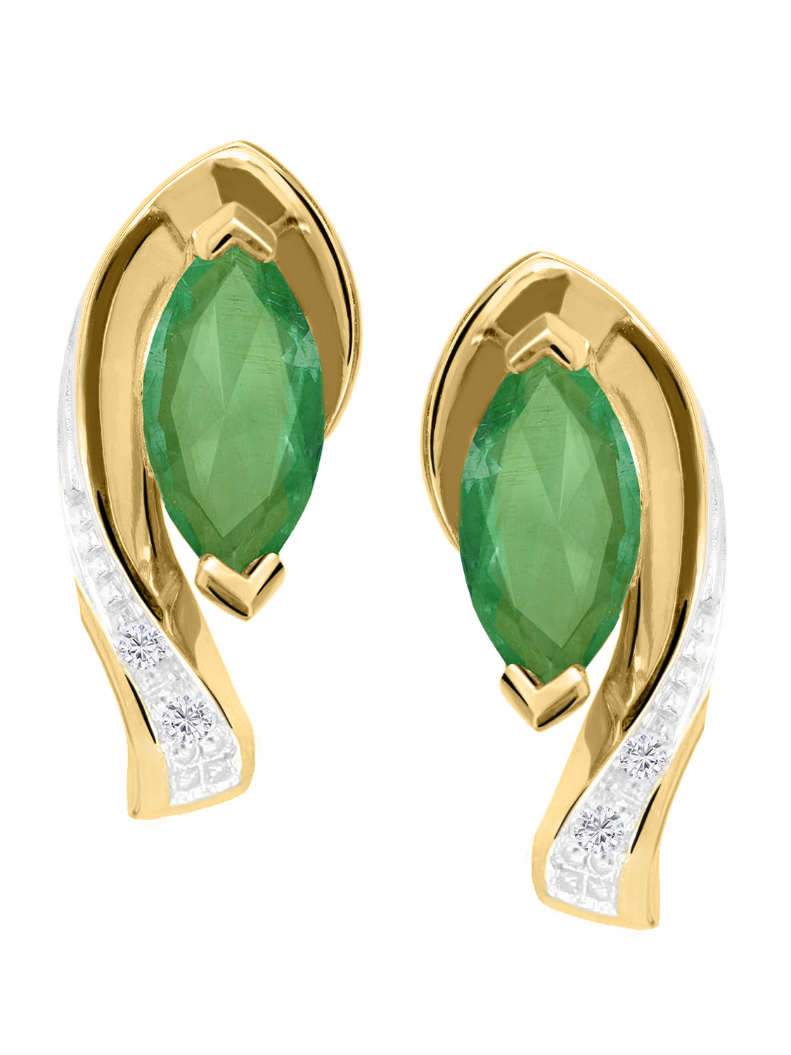 Eunundi - Smaragd Diamant Edelsteinohrringe 375 Gold - 0,01ct.