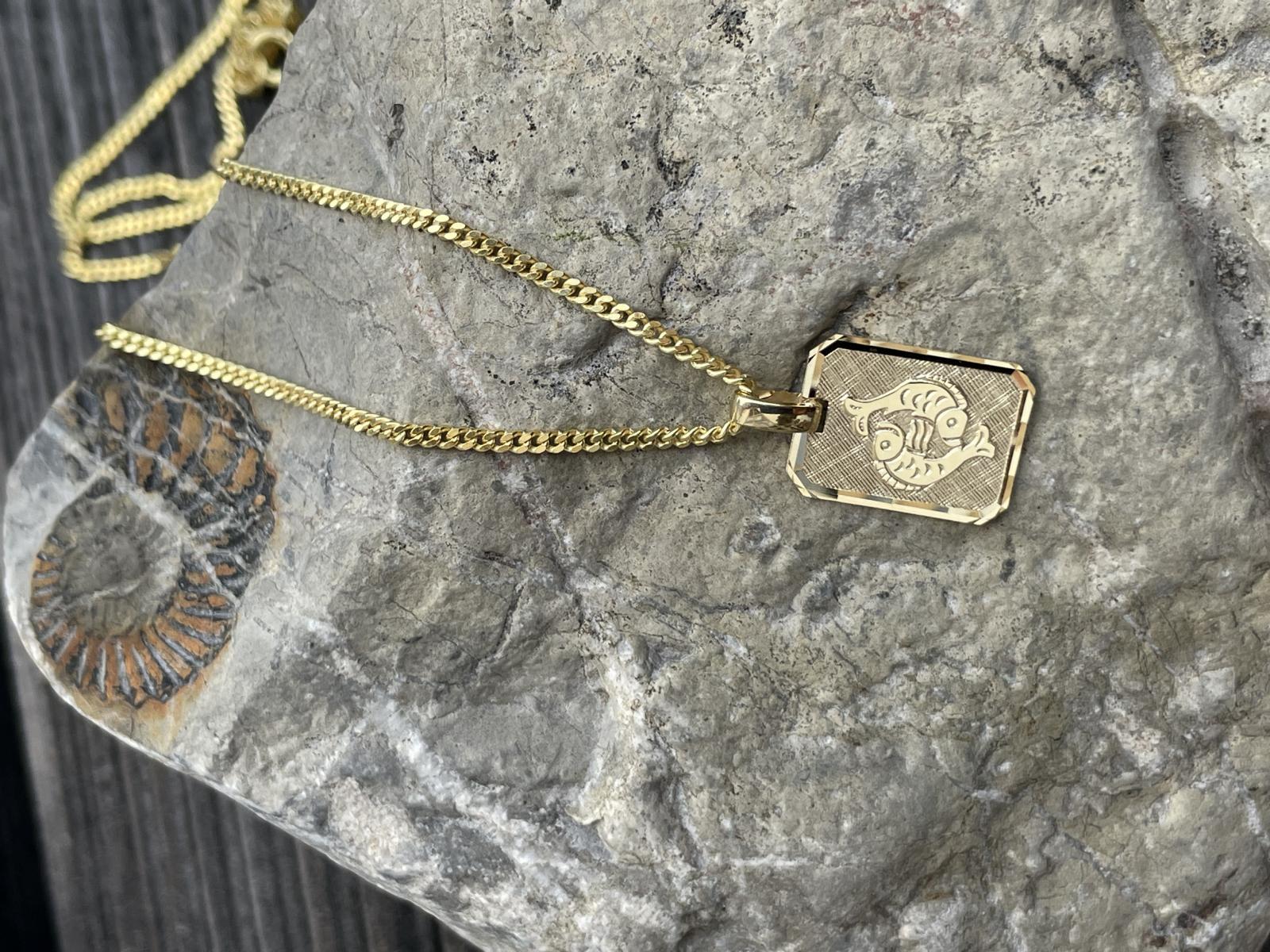 Gaudino - Damen & Herren FISCHE Sternzeichen Anhänger Gold 333