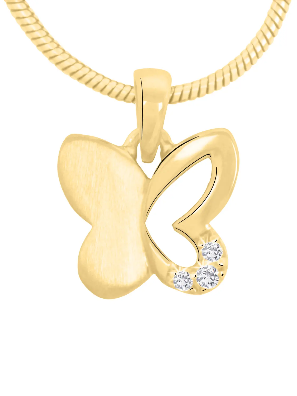 Damenohrringe für Mädchen aus echtem Gelbgold mit Zirkonia - Sweet Butterfly | Detailansicht