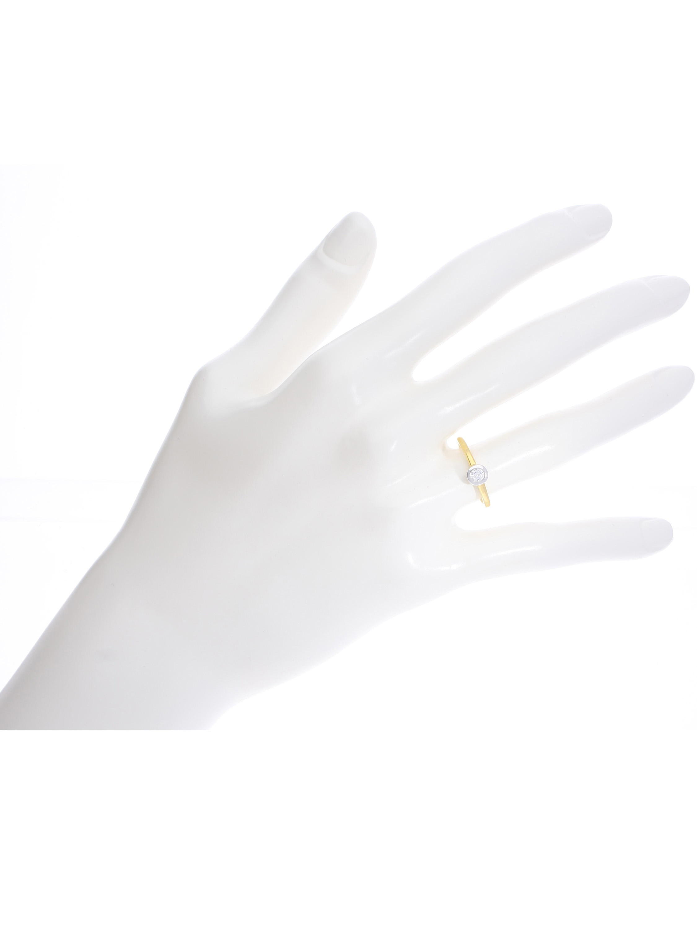 Damenring aus echtem Gelbgold mit weißem Zirkonia - Gamma | Büstenansicht