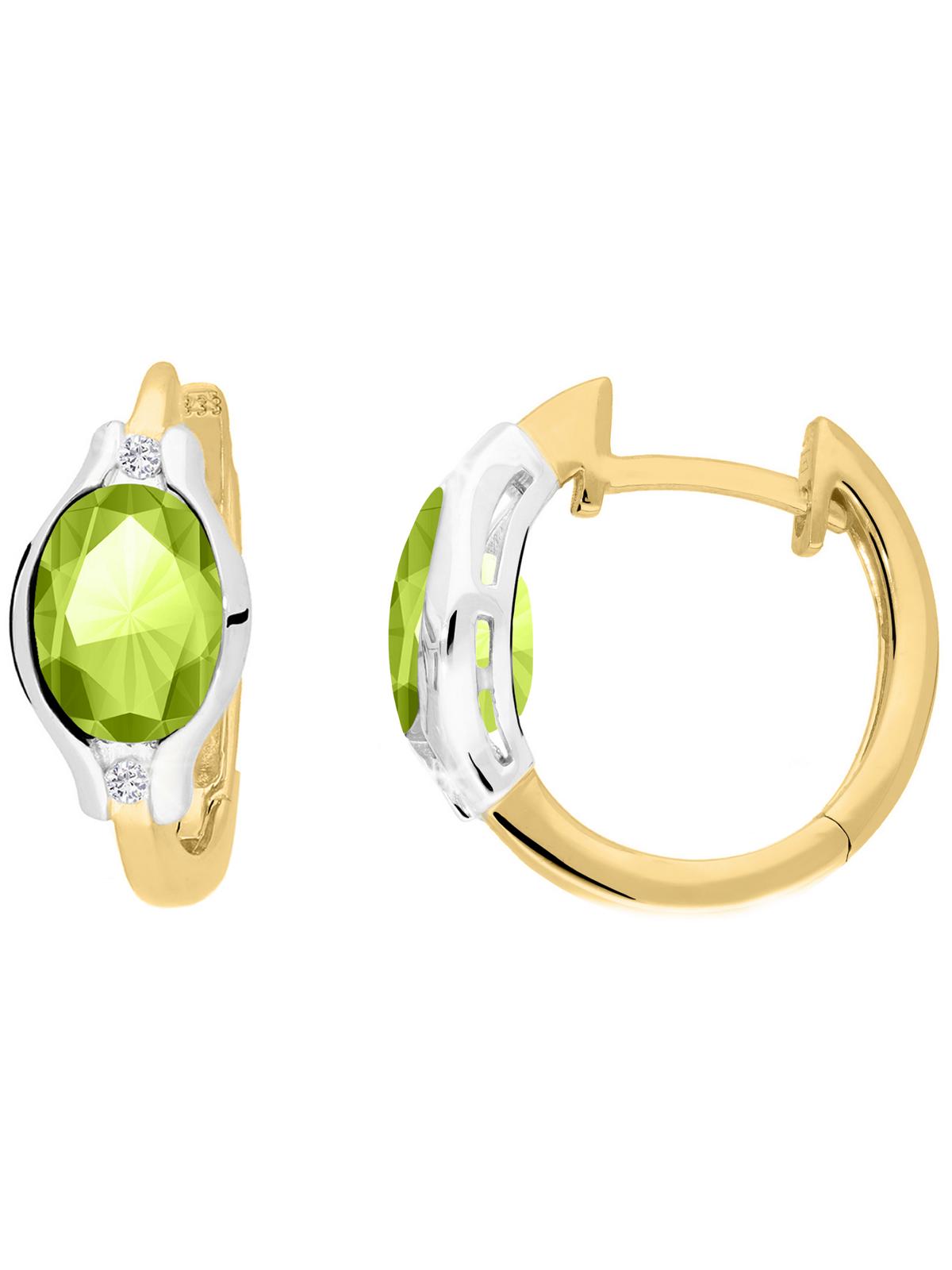Athene - Damen Ohrringe Gold 375 Peridot Zirkonia Edelsteinohrringe