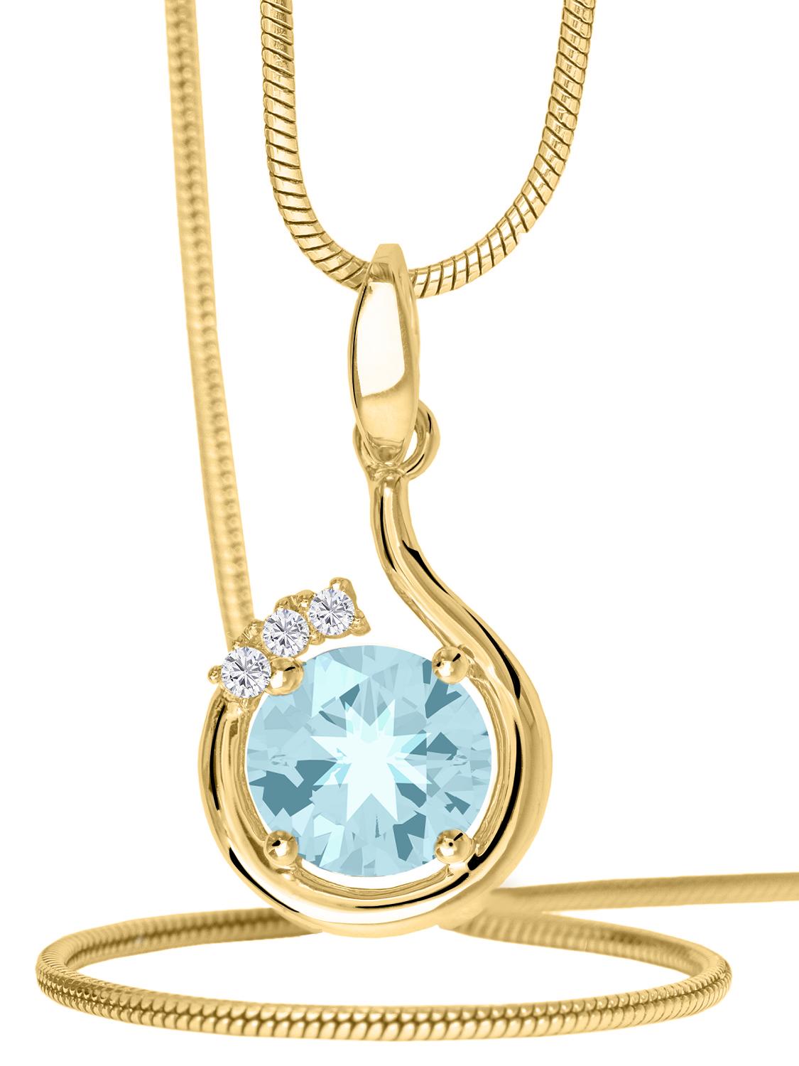 Sals | Anhänger aus Gold mit echtem Blautopas Edelstein & Zirkonia | Ansicht 3