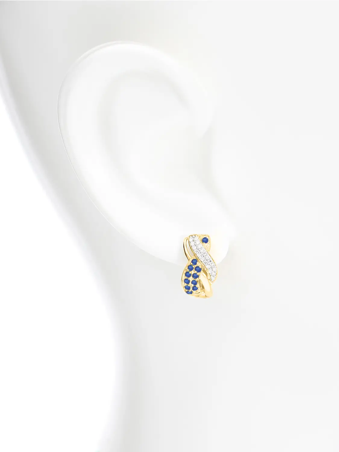Damencreolen aus echtem Gelbgold mit Diamant und Smaragd Edelsteinen | Büstenansicht
