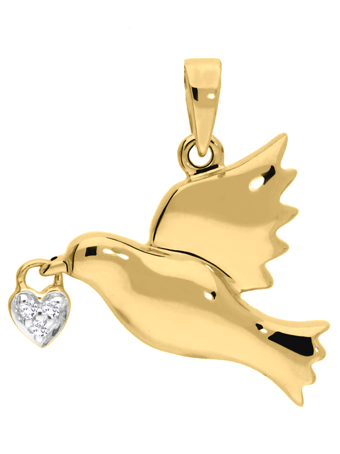Tanja - Taube Herz Anhänger 585 Gold mit Diamant - 0,01ct.