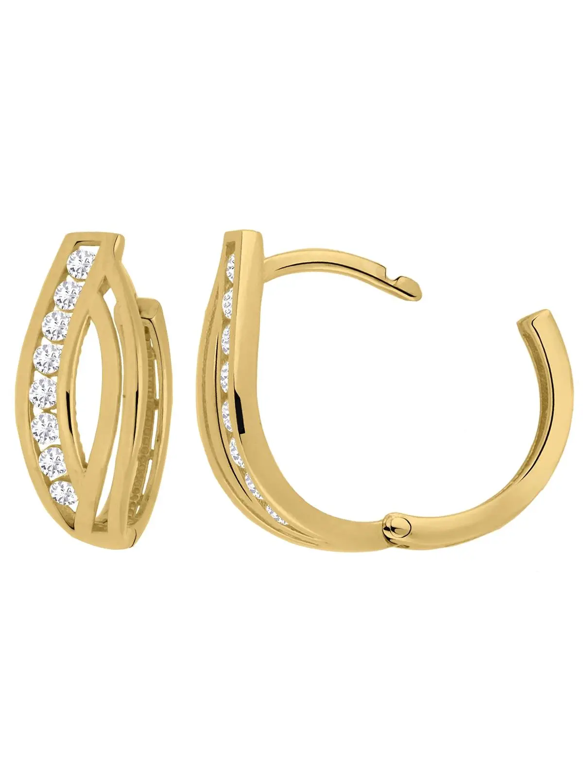 Damenohrringe aus echtem Gelbgold mit Zirkonia - Artisana | Detailansicht Damenohrringe aus echtem Gelbgold mit Zirkonia - Artisana | Detailansicht