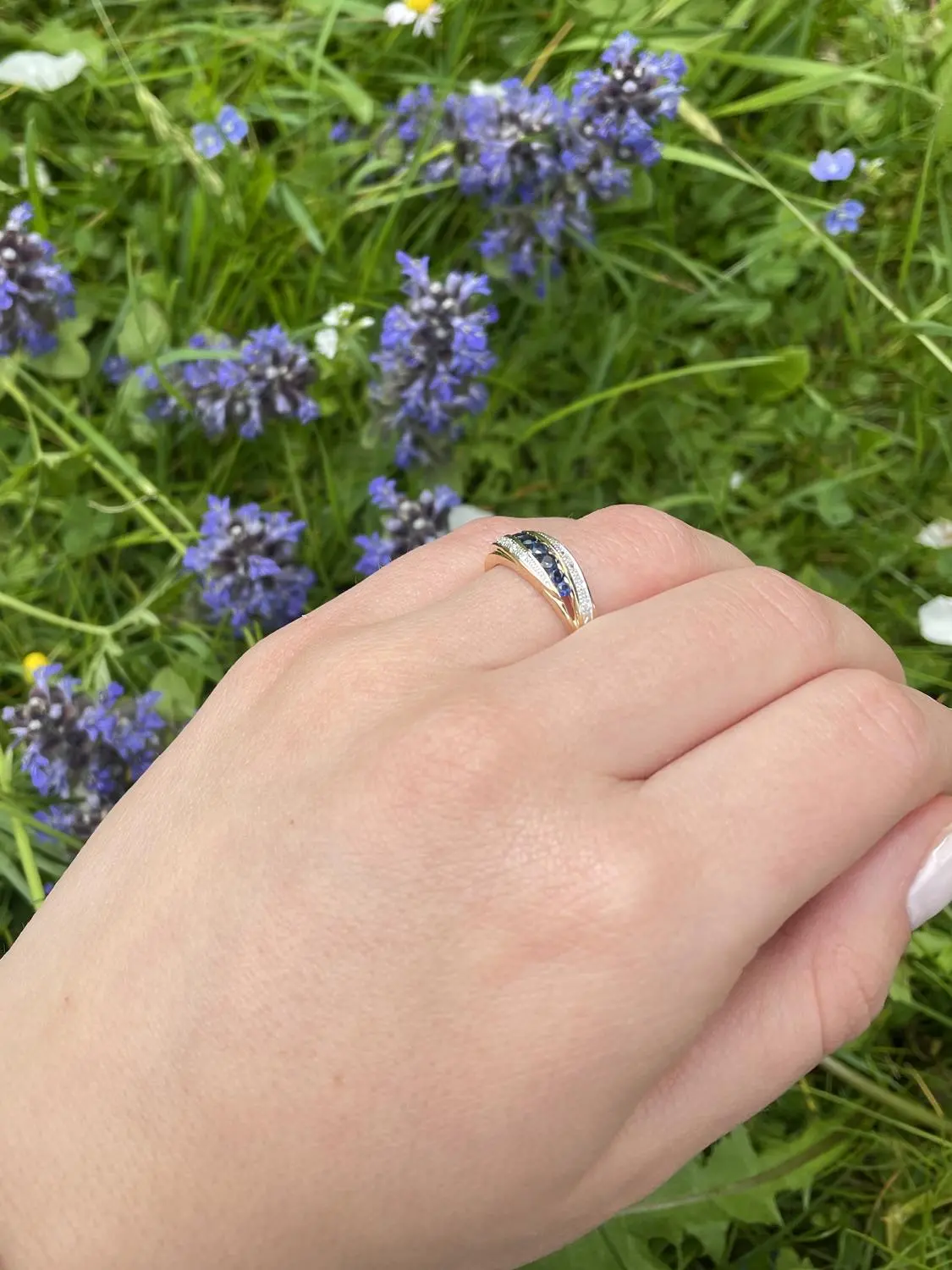 Aurora | Ring aus echtem Gelbgold - Saphir | Ansicht 3