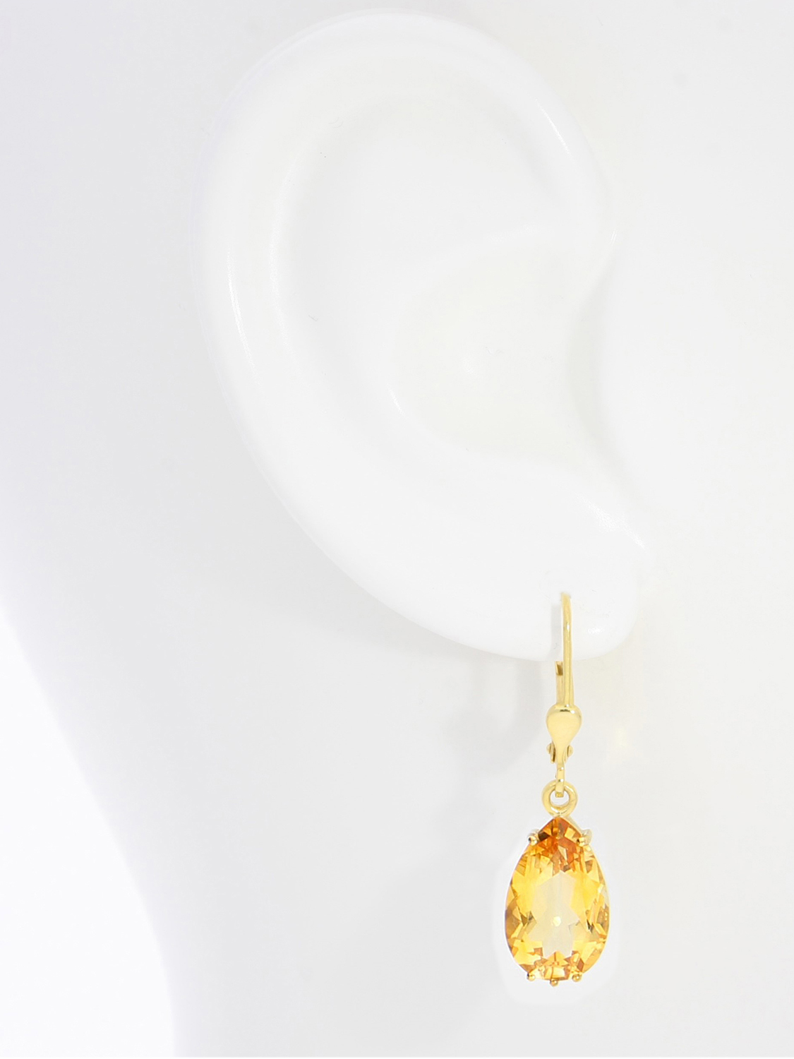 Damenohrringe aus echtem Gelbgold mit Citrin Edelstein - Ajanta | Büstenansicht