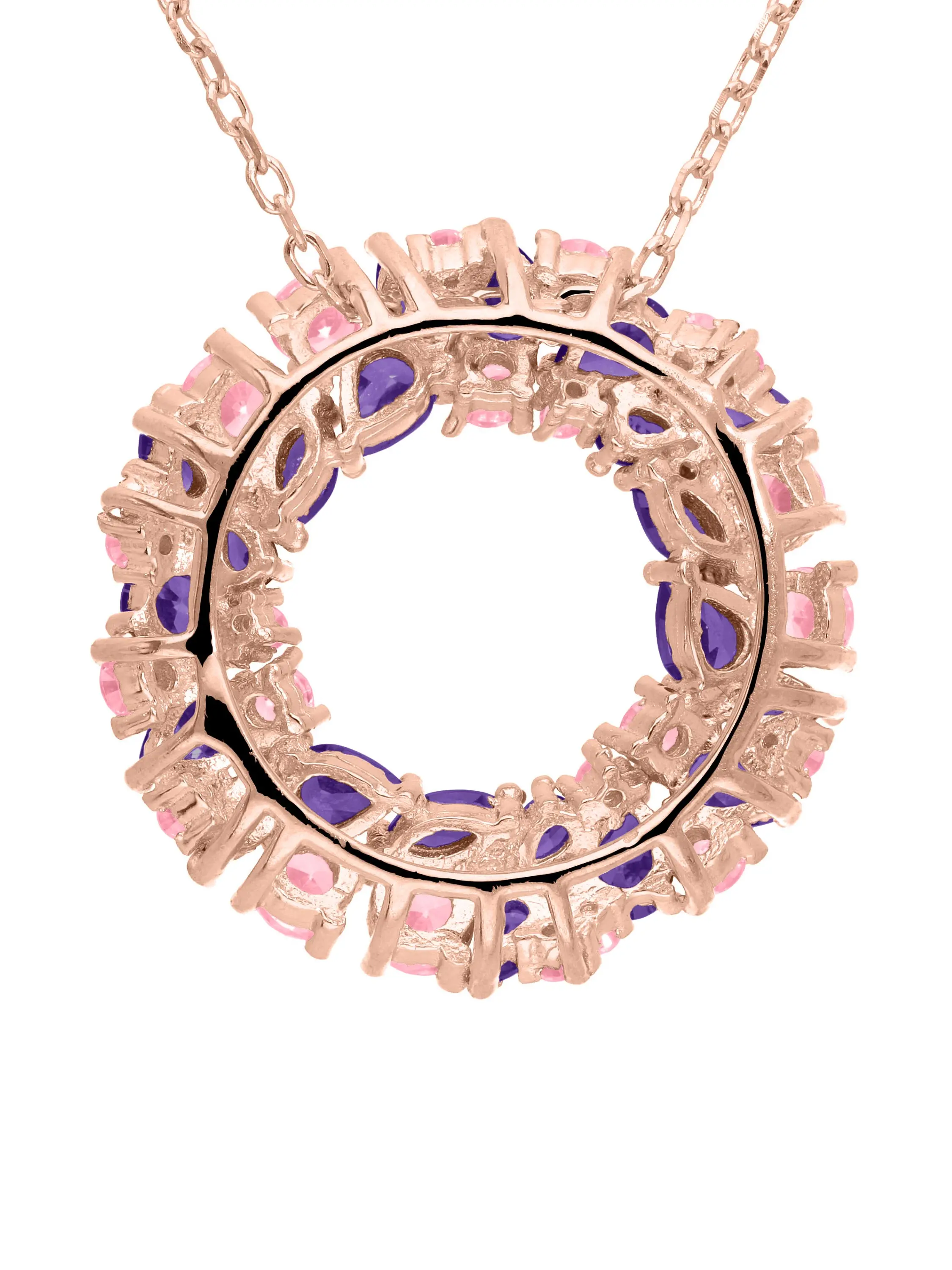Halskette mit Anhänger aus echtem Sterlingsilber mit Zirkonia - Lavendel | Rückansicht