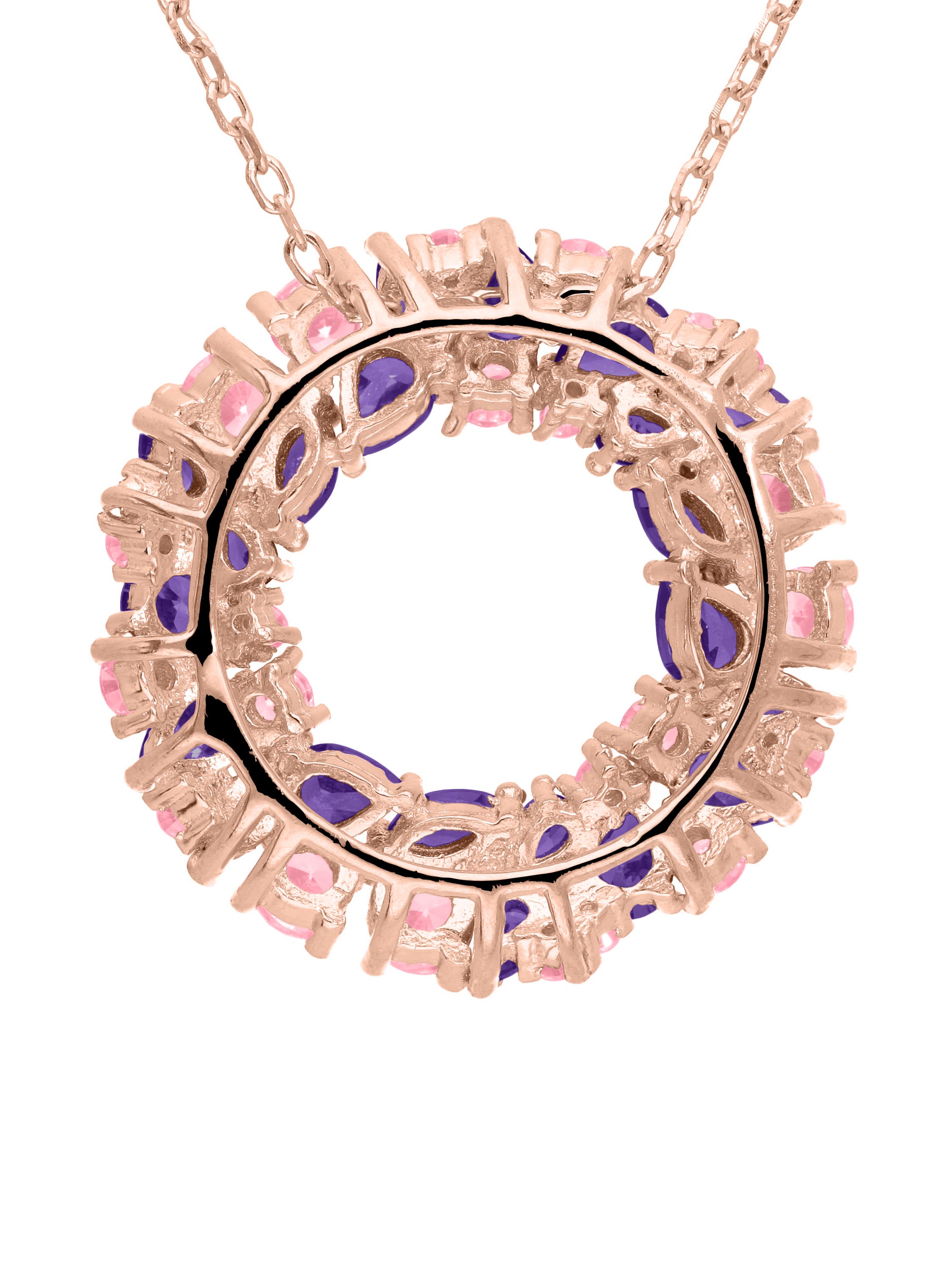 Halskette mit Anhänger aus echtem Sterlingsilber mit Zirkonia - Lavendel | Rückansicht
