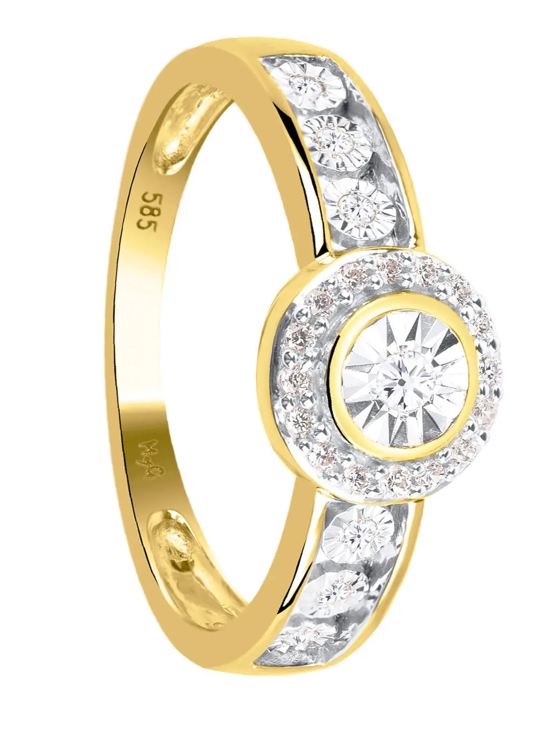 Ring aus echtem Gelbgold mit Diamant - Jana | Seitenansicht