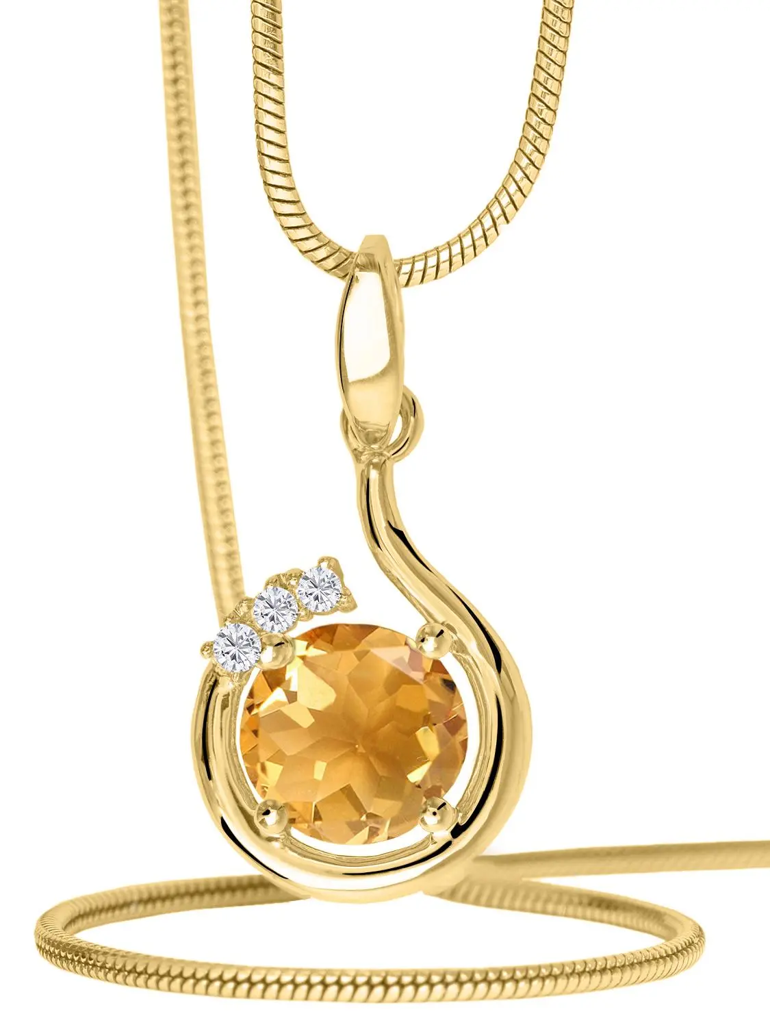 Sals | Anhänger aus Gold mit echtem Citrin Edelstein & Zirkonia | Ansicht 3