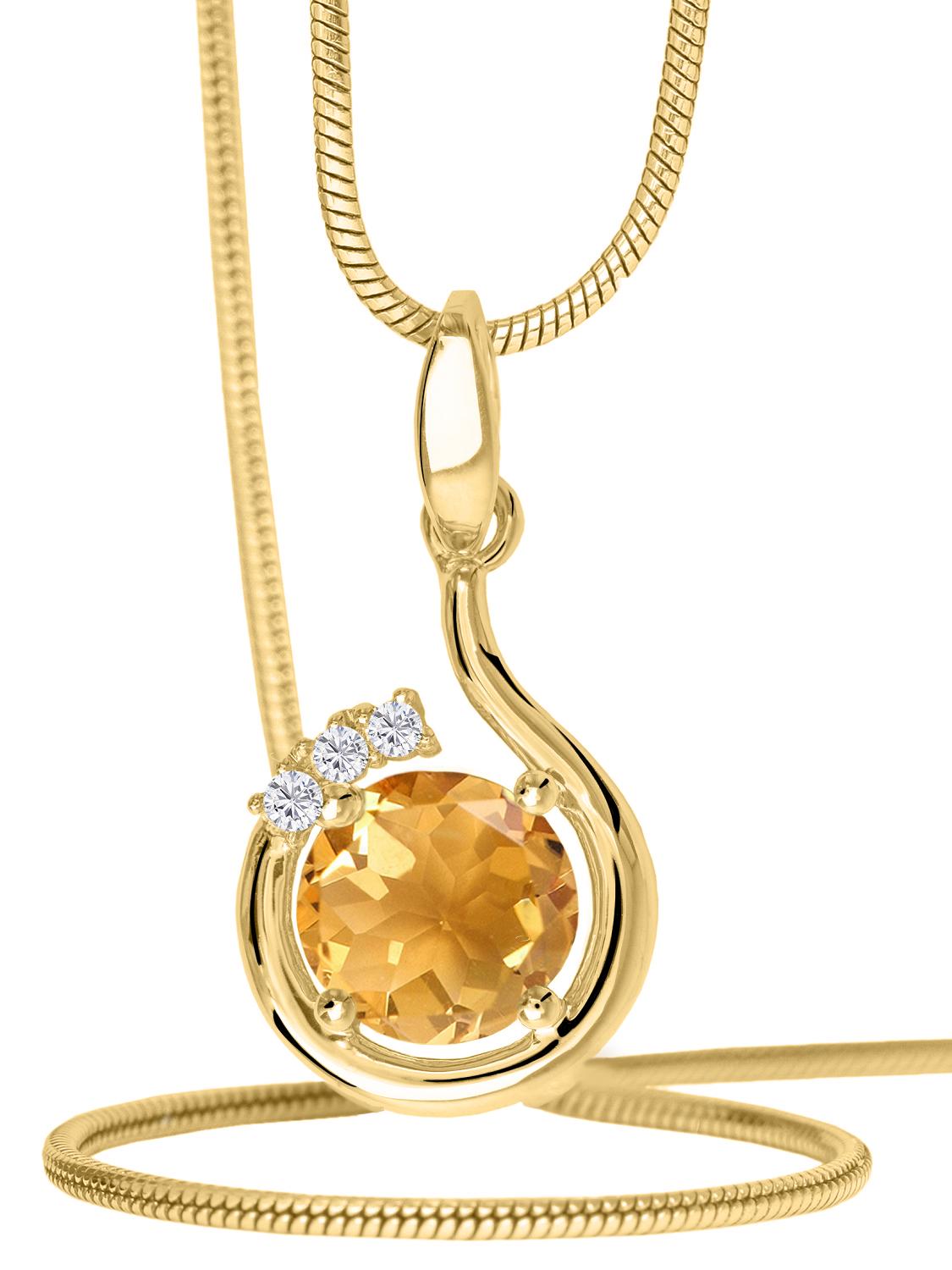 Sals | Anhänger aus Gold mit echtem Citrin Edelstein & Zirkonia | Ansicht 3