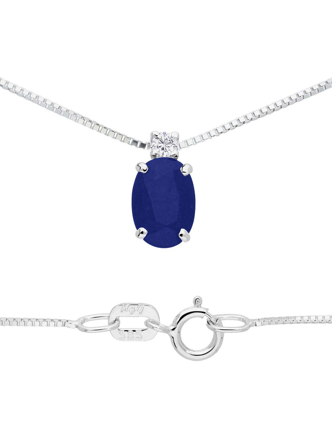Karima - Saphir Diamant Kette mit Anhänger 585 Weißgold - 0,03ct.