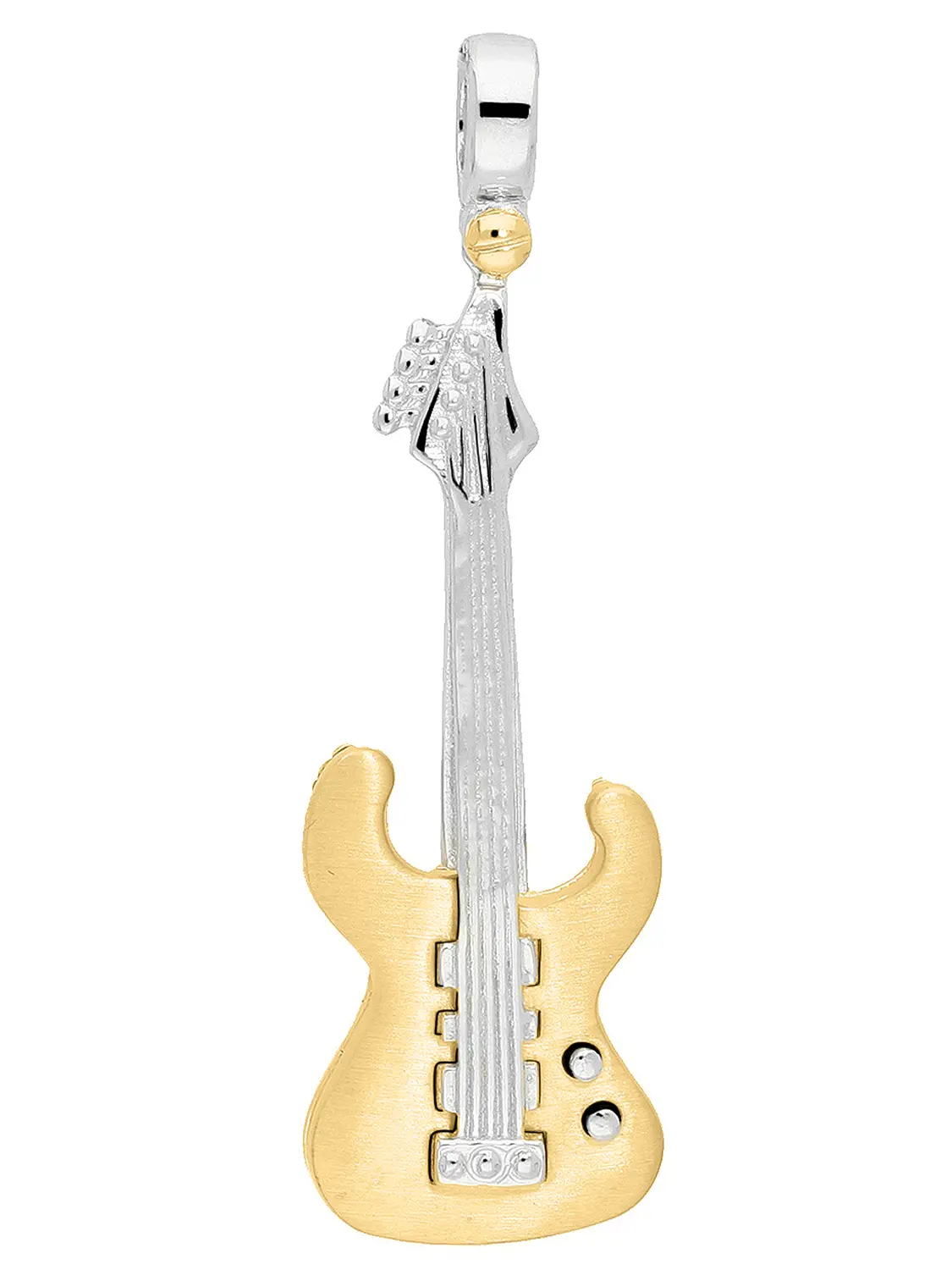 Anhänger für Herren aus echtem Gelbgold & Weißgold (Motiv Gitarre) - Instrument | Produktansicht