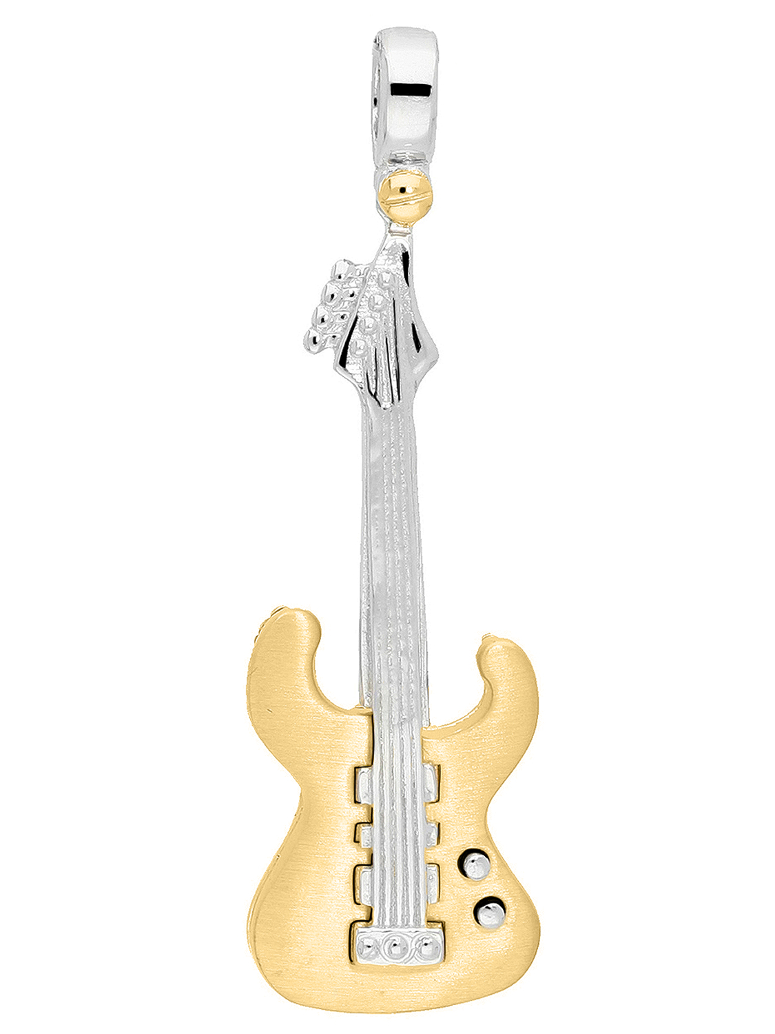 Anhänger für Herren aus echtem Gelbgold & Weißgold (Motiv Gitarre) - Instrument | Produktansicht