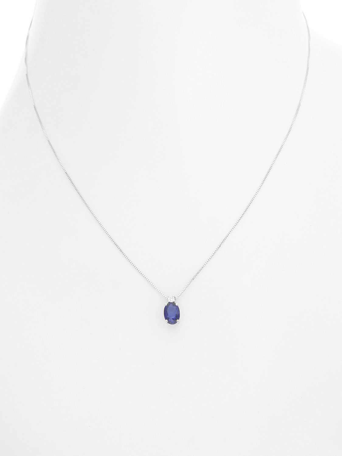Karima - Saphir Diamant Kette mit Anhänger 585 Weißgold - 0,03ct.