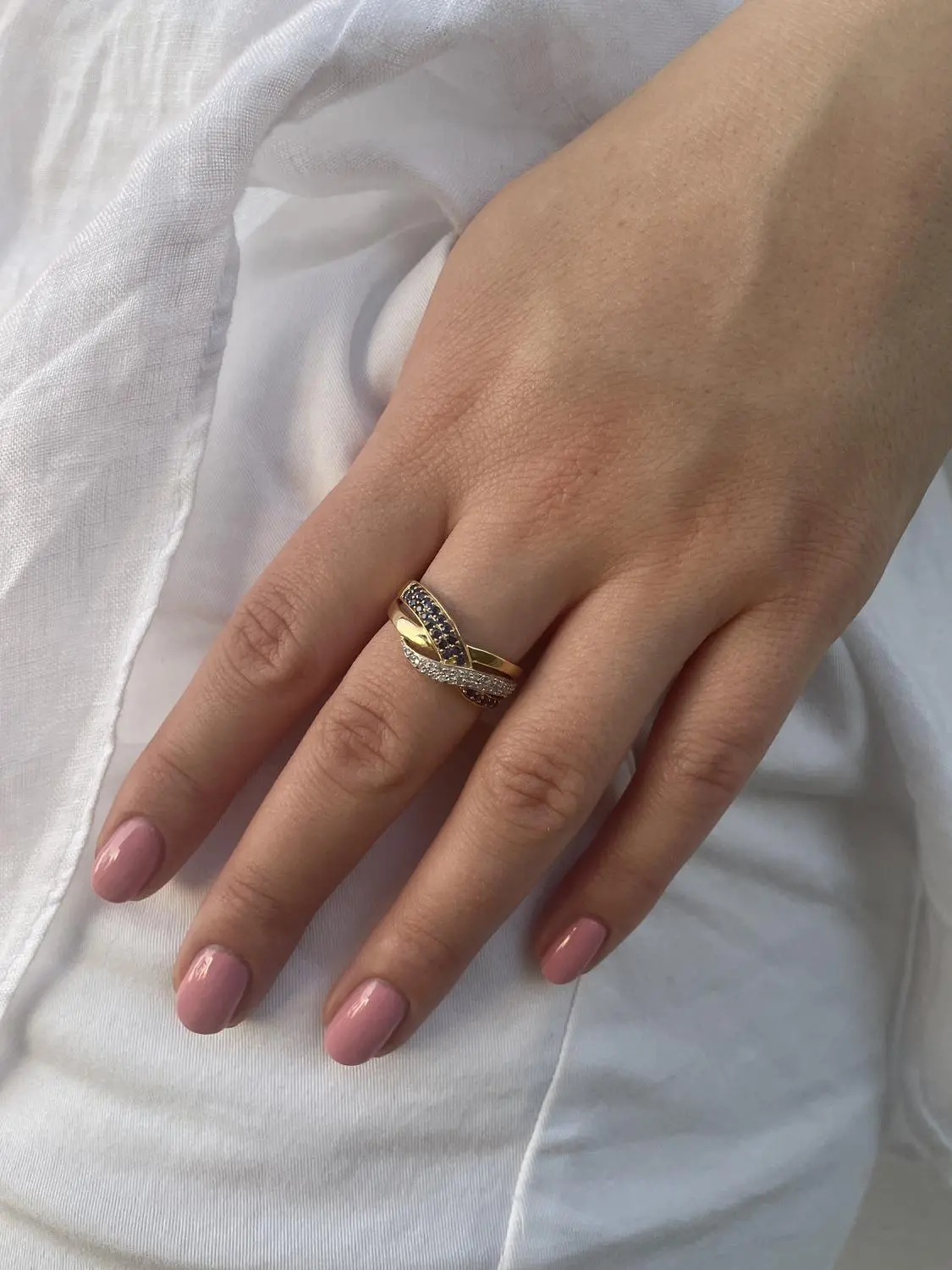 Jacotte | Ring aus echtem Gelbgold - Saphir | Ansicht 2