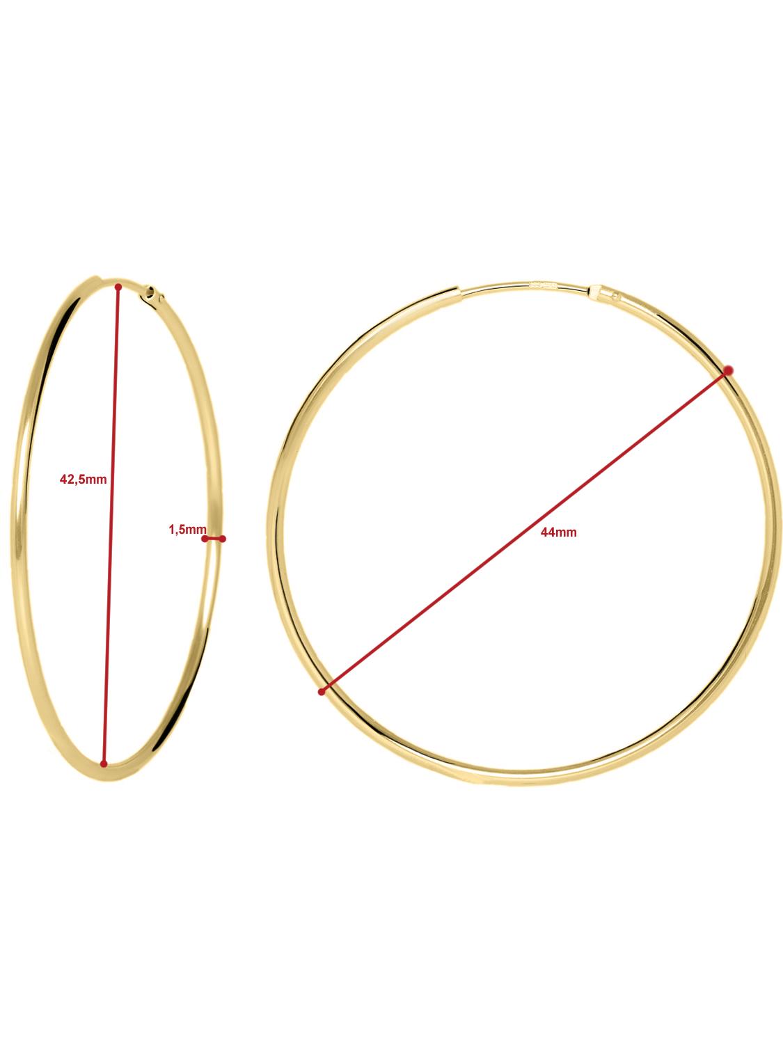 Damen Ohrringe Gold 333 (8 Karat) - Ø 44mm / 1.5mm - Tudor Rose