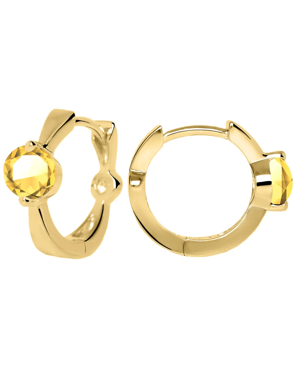 Damencreolen aus echtem Gelbgold mit Citrin Edelstein - Peach Beauty | Seitenansicht