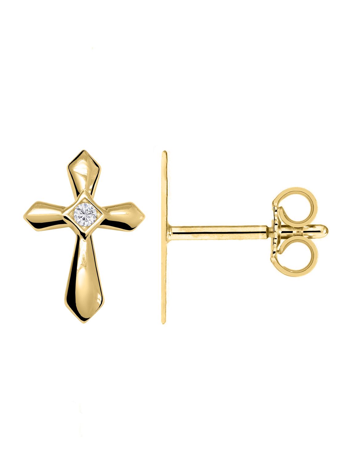 Faith - Damen & Mädchen Ohrringe 750 Gold Kreuze mit Zirkonia Faith - Damen & Mädchen Ohrringe 750 Gold Kreuze mit Zirkonia