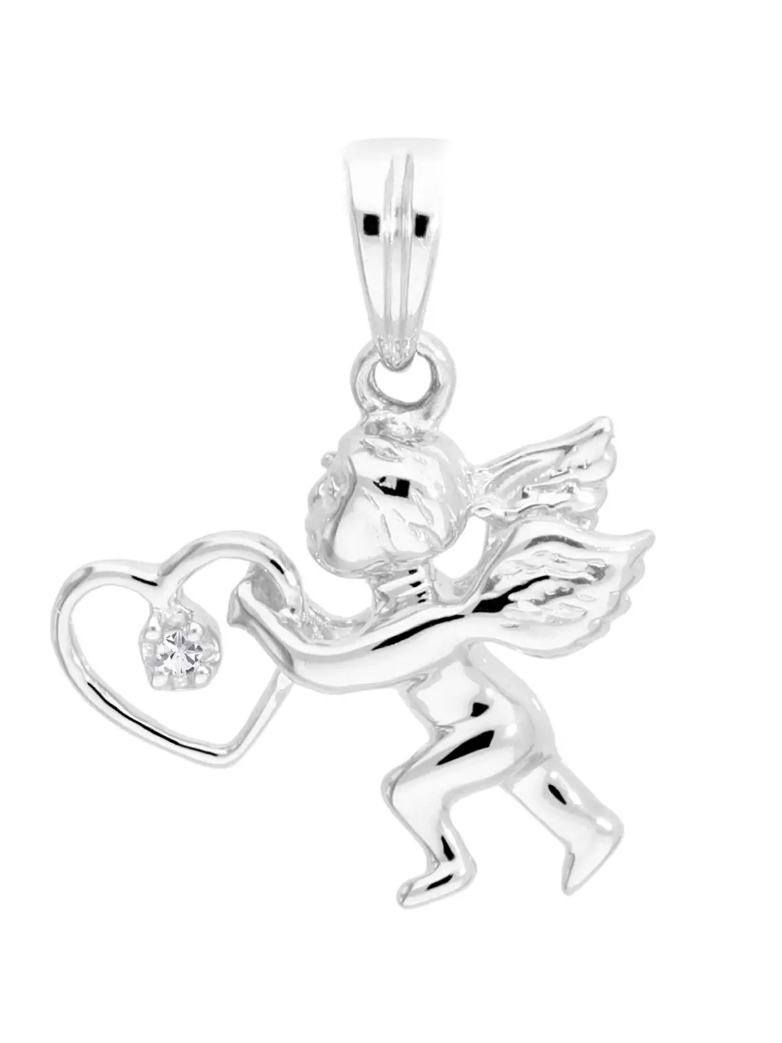 Damenanhänger aus echtem Weißgold mit Zirkonia - Amor | Produktansicht