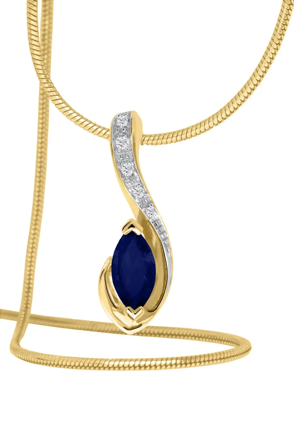 Eunundi | Anhänger aus echtem Gelbgold mit Saphir & Diamant | Ansicht 8