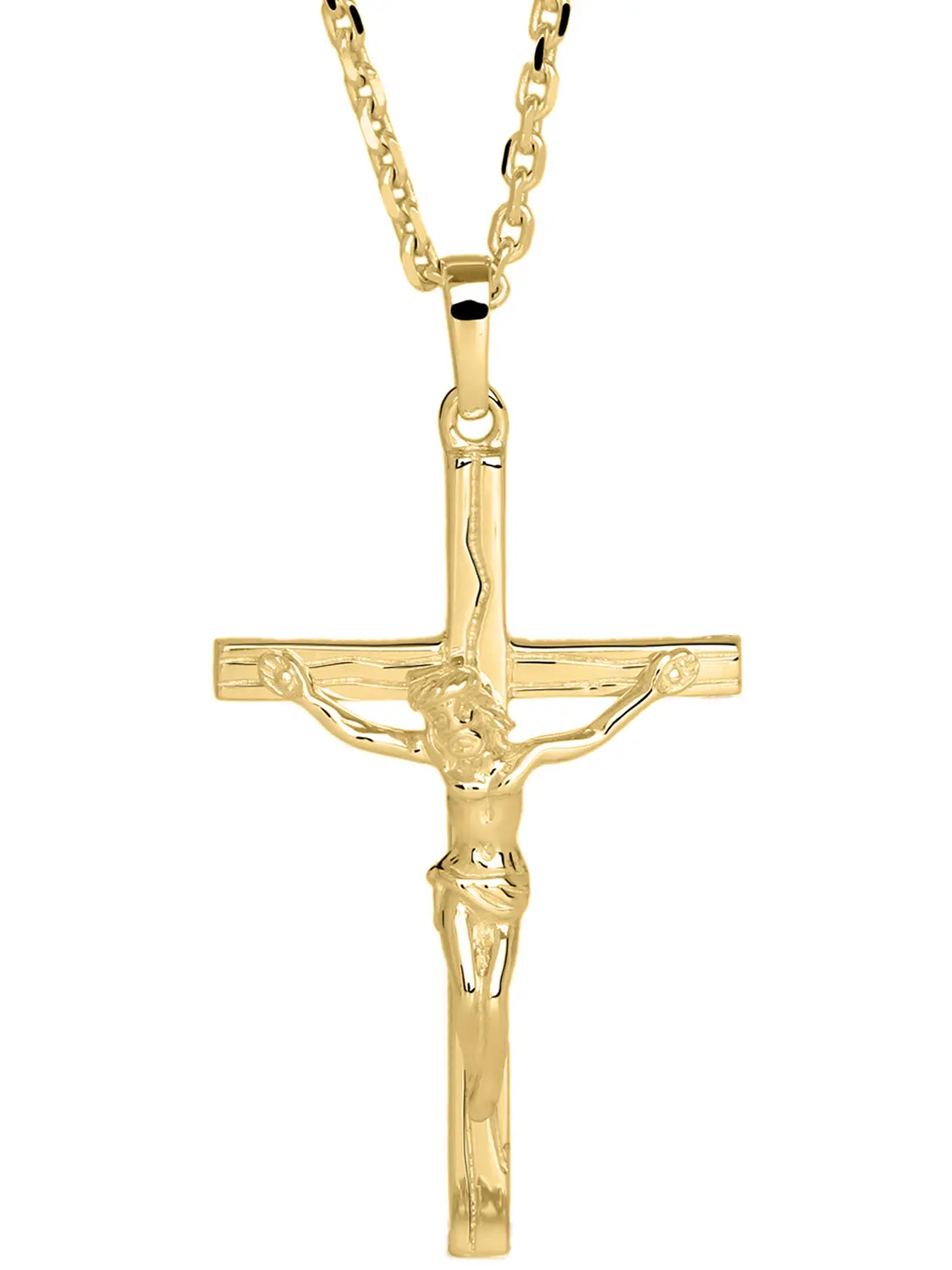 Kreuzanhänger für Damen aus echtem Gelbgold mit Zirkonia - Monaco | Detailansicht