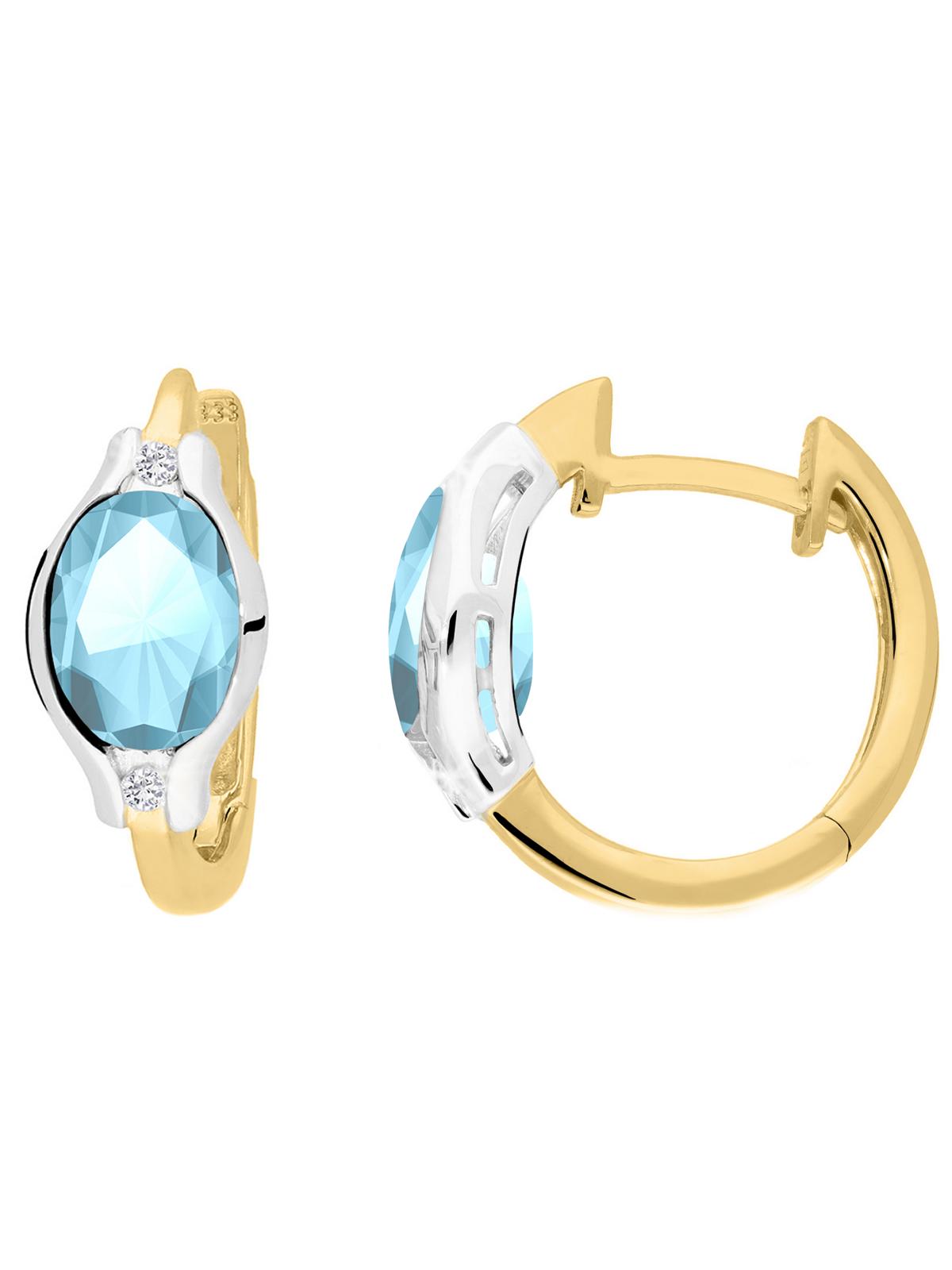 Athene - Damen Ohrringe Gold 375 Blautopas Zirkonia Edelsteinohrringe