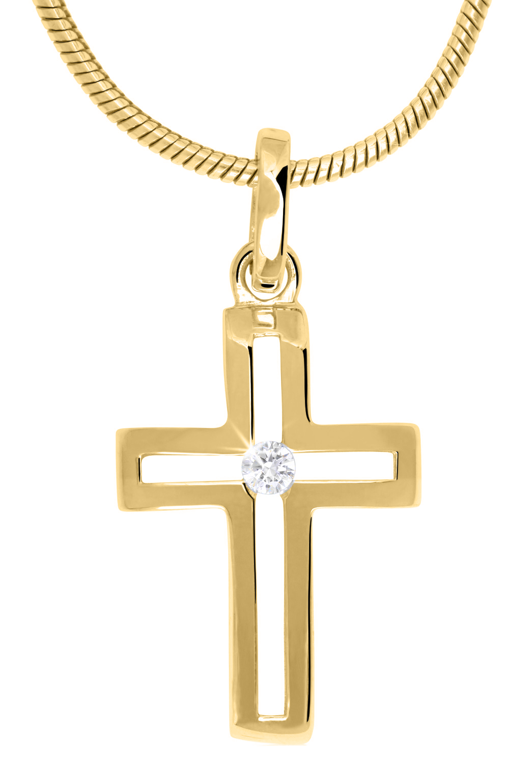 Crossfire - Damen & Mädchen Kreuzanhänger 333 Gold mit Zirkonia