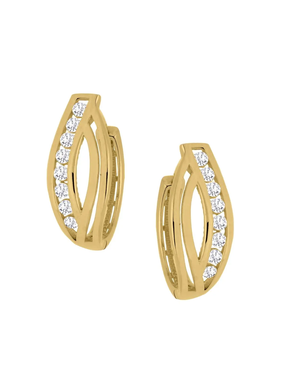 Damenohrringe aus echtem Gelbgold mit Zirkonia - Artisana | Produktansicht